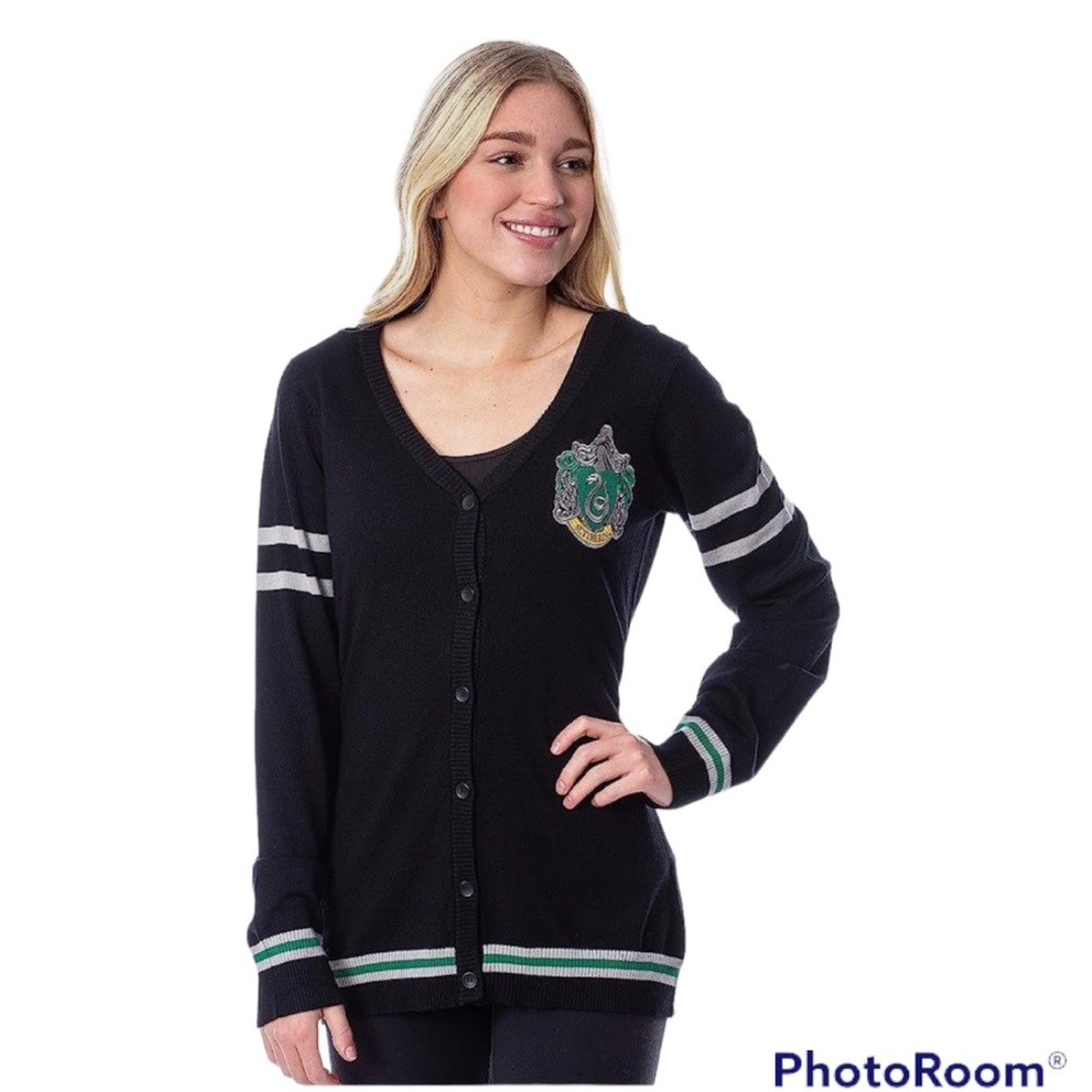 Hot Topic Black Green White Slytherin Cardigan